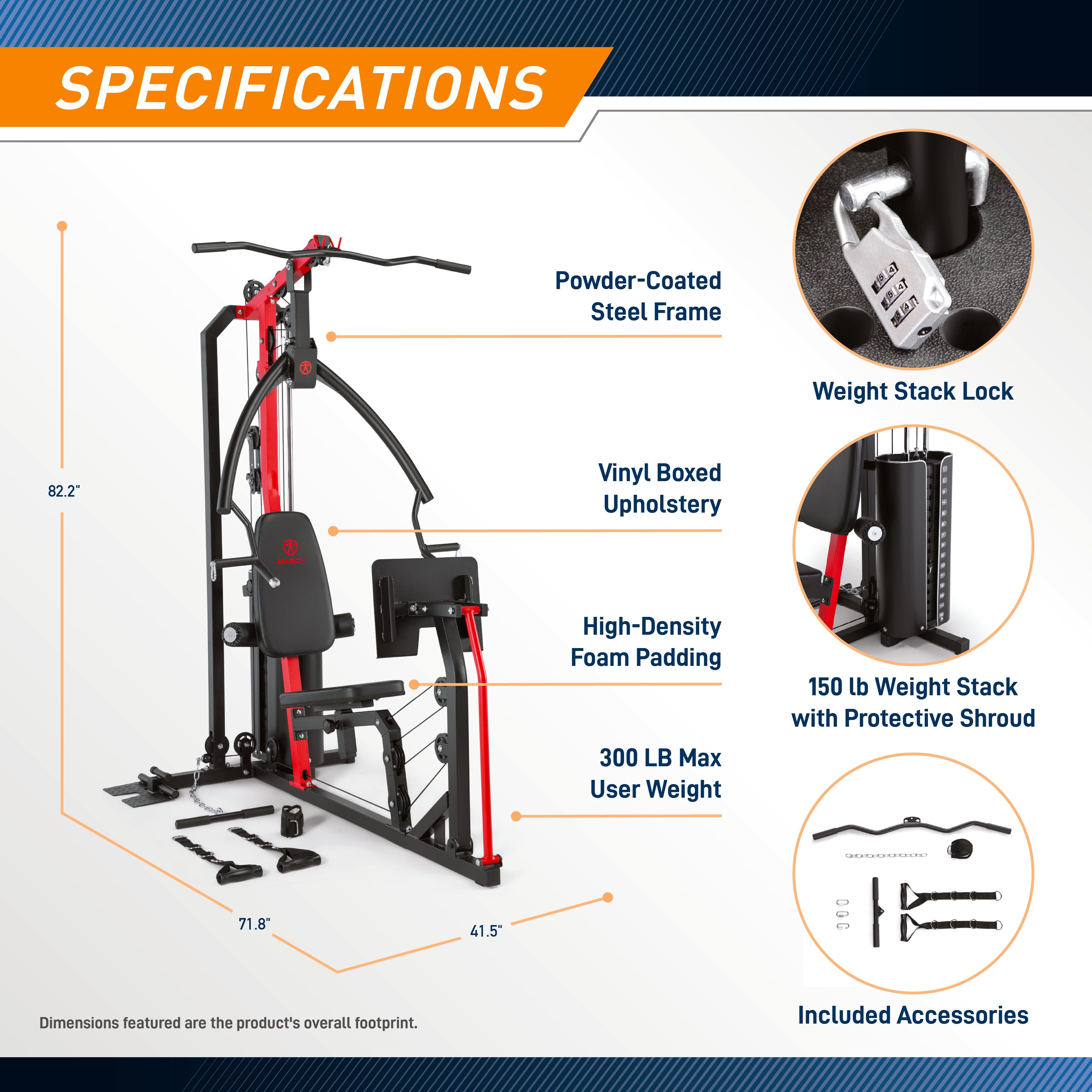 Marcy 150lb Home Gym with Integrated Leg Press | MWM-999