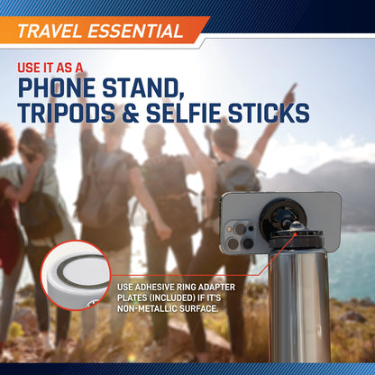 Magnetic Phone Mount with Dual Rotating Magnetic Heads  Marcy MAGMT-8277 - Infographic - Travel Essential