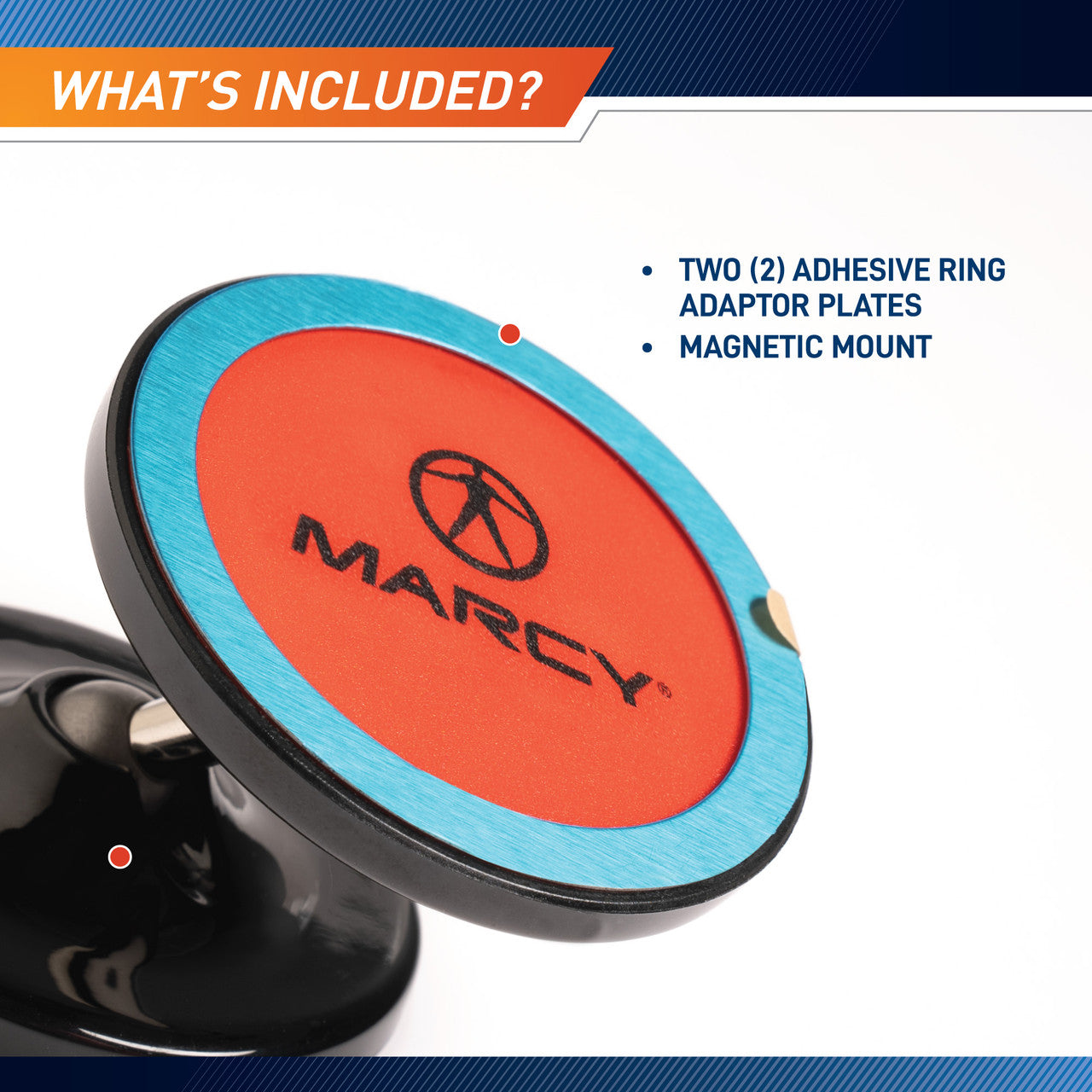 Magnetic Phone Mount with Dual Rotating Magnetic Heads  Marcy MAGMT-8277 - Infographic - What is Included