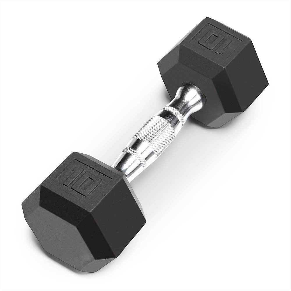 The Marcy 10 LB. Rubber Hex Dumbbell IBRH-010 is the best free weight for your high intensity interval body building training