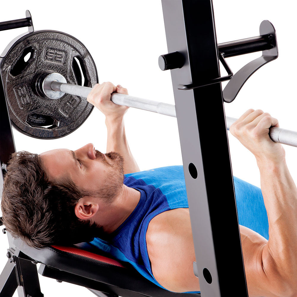 The Marcy Deluxe Olympic Weight Bench MKB-957 used to do incline bench presses
