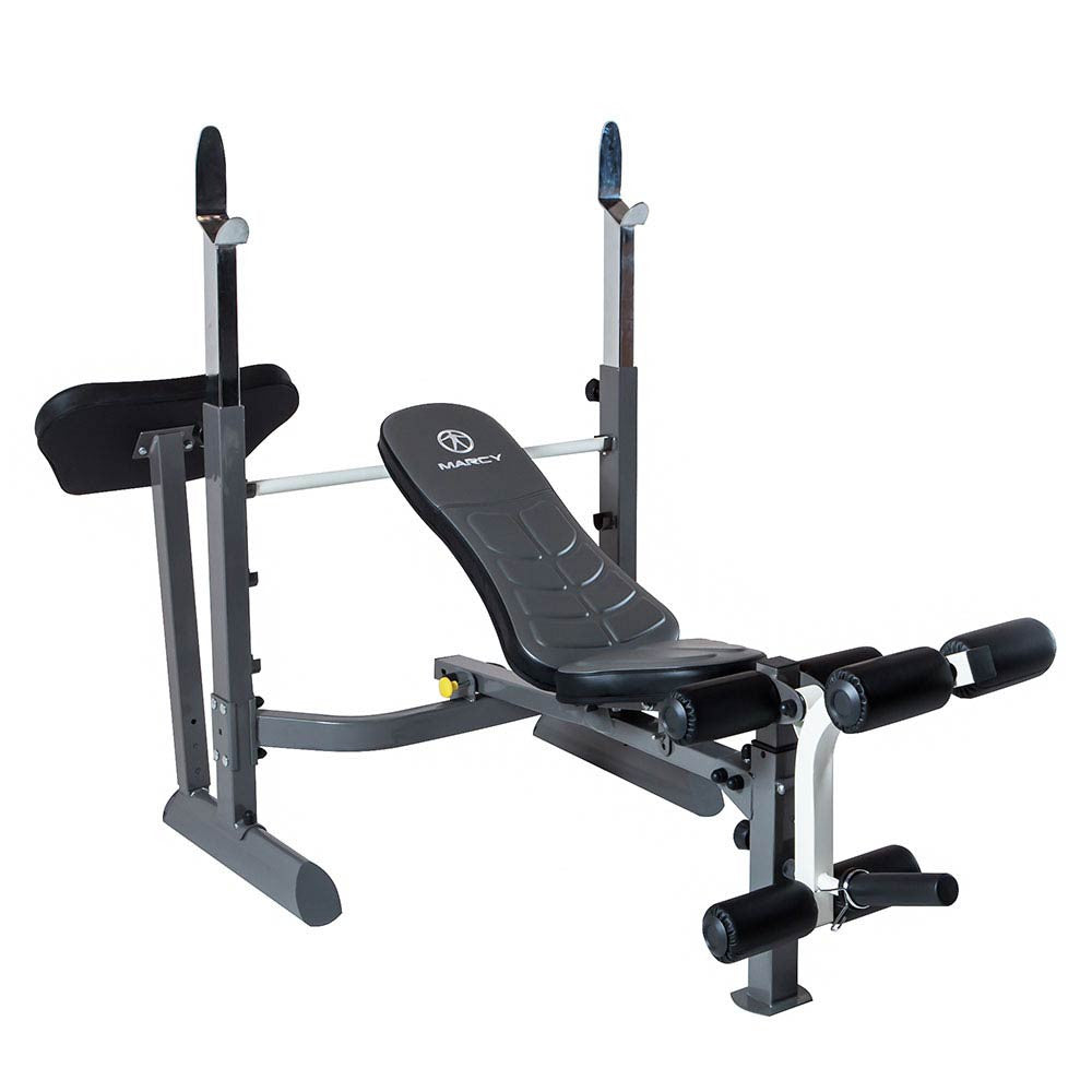 The Marcy Foldable Mid-Size Workout Bench MWB-50100 by Marcy adds variety to your workout with incline, decline, flat and Military positions