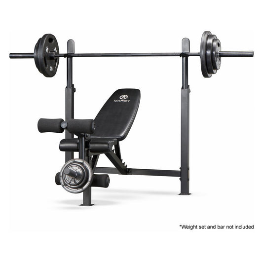 The Marcy Olympic Bench with Rack | MWB-732 by Marcy adds variety to your workout with incline, decline, flat and Military positions