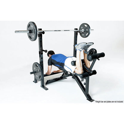 The Marcy Olympic Weight Bench PM-70210 in use - leg curls