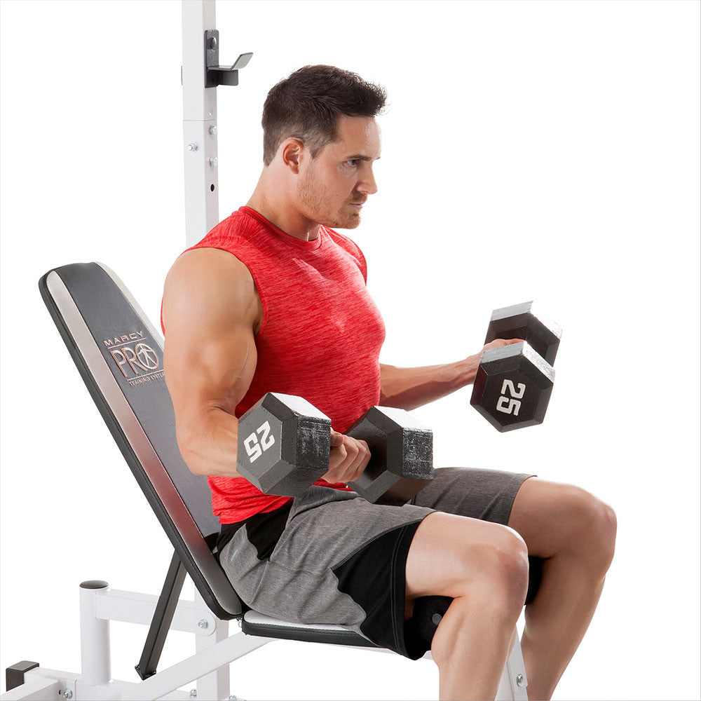Marcy Power Cage and Weight Bench SM-5092 dumbbell curls