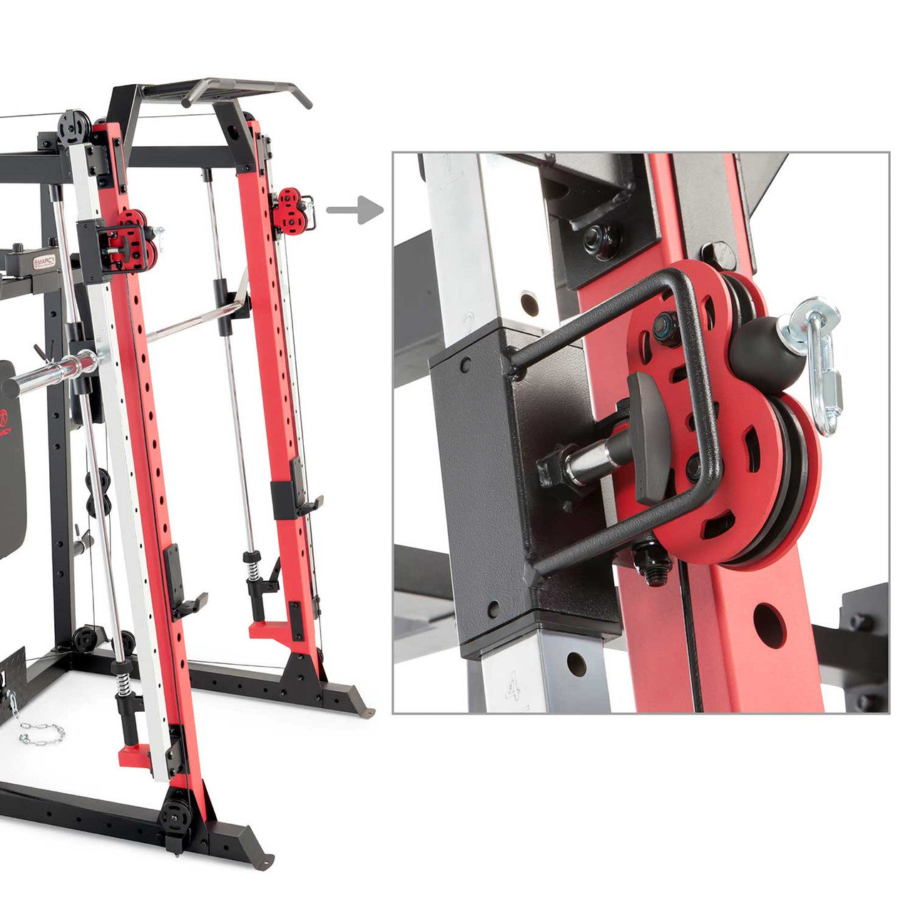 Marcy Smith Machine  Cage System with Pull-Up Bar and Landmine Station  SM-4033 - Adjustable pulley system