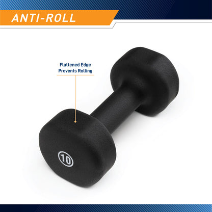 Marcy 10lb Neoprene Dumbbell INE-010 - Infographic - Anti-Roll