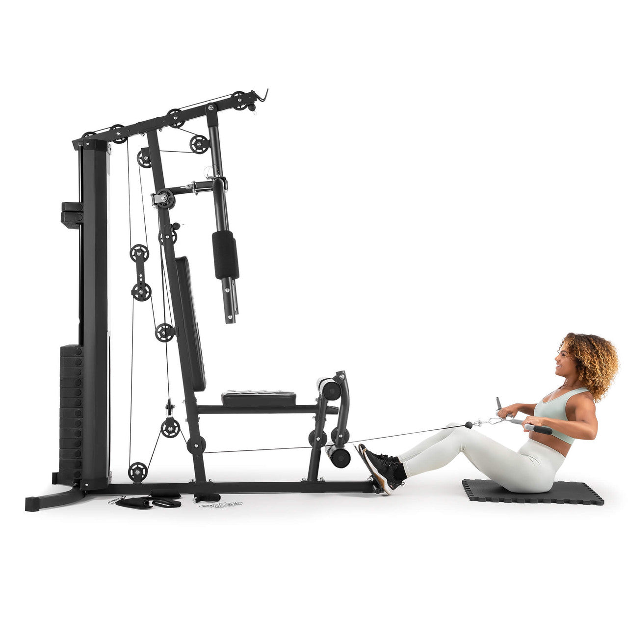 Marcy 150lb Stack Home Gym  MWM-4965SC - with Model - Rowing using Lower Pulley Cable