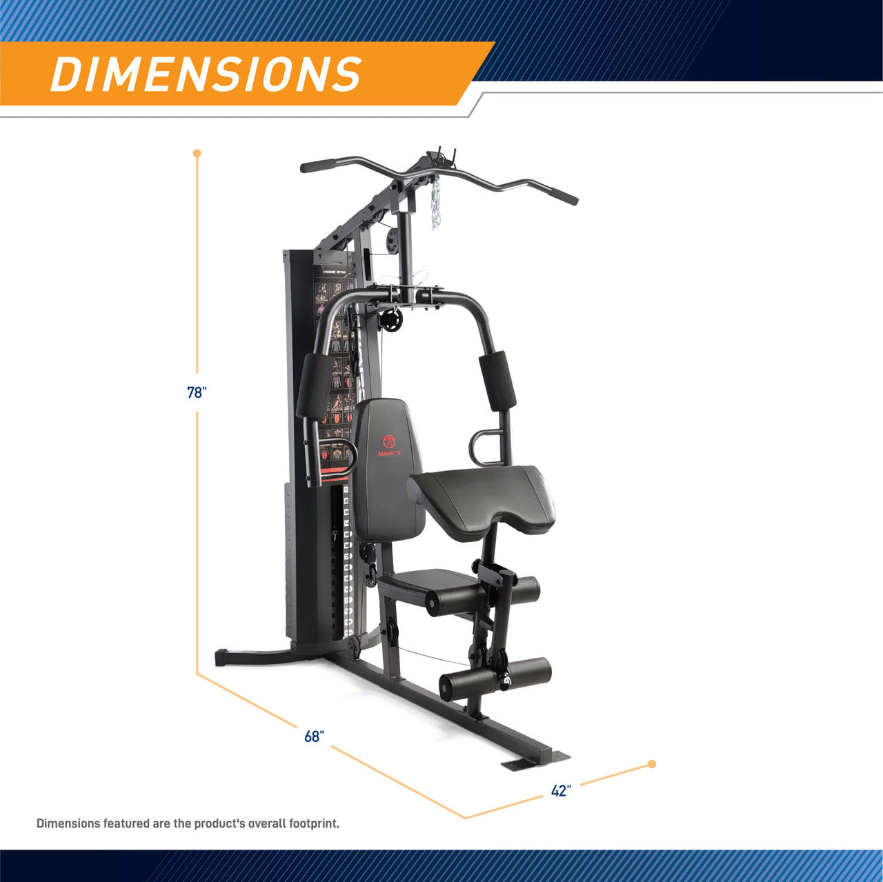 Marcy 150lb Stack Weight All-in-One Home Gym  MWM-8178 DIMENSIONS
