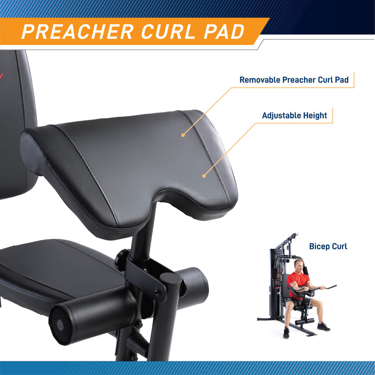 Marcy 150lb Stack Weight All-in-One Home Gym  MWM-8178 PREACHER CURL PAD