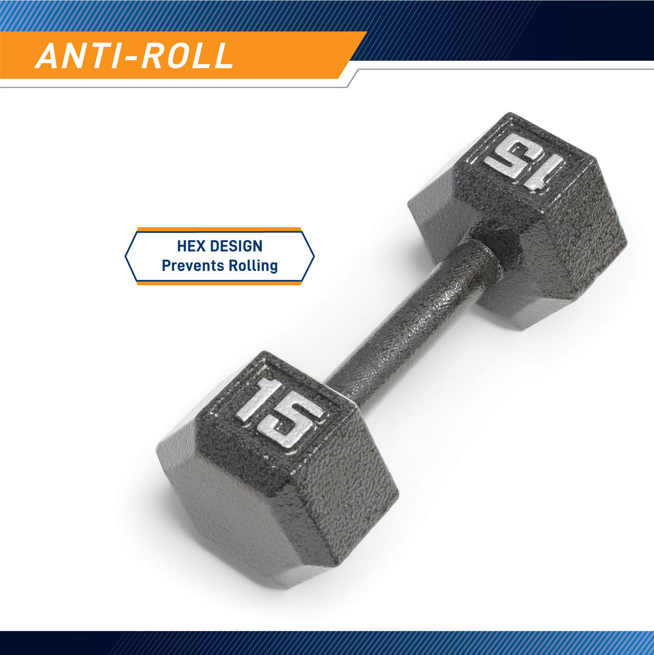 Marcy 15lb Hex Dumbbell IV-2015 - Infographic - Durable Construction
