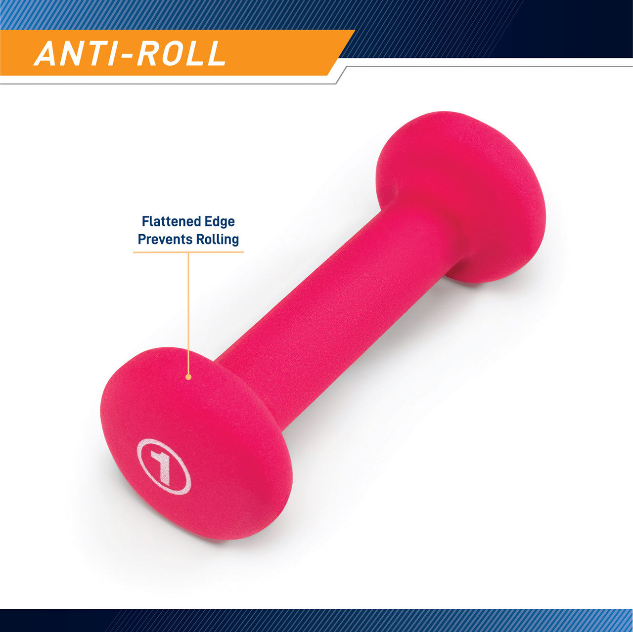 Marcy 1lb Neoprene Dumbbell INE-001 - Infographic - Anti-Roll