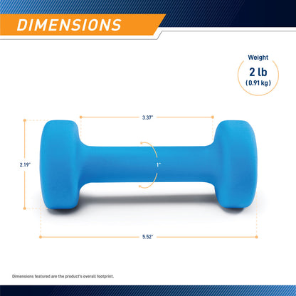 Marcy 2lb Neoprene Dumbbell INE-002 - Infographic - Dimensions