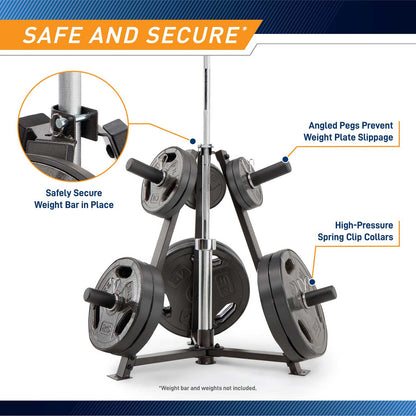 Marcy 6-Peg Olympic Weight Plate Tree and Vertical Bar Holder | PT-5757