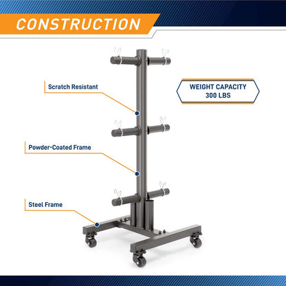 Marcy 6-peg Olympic weight plate tree PT-5856 has a scratch resistant steel frame 