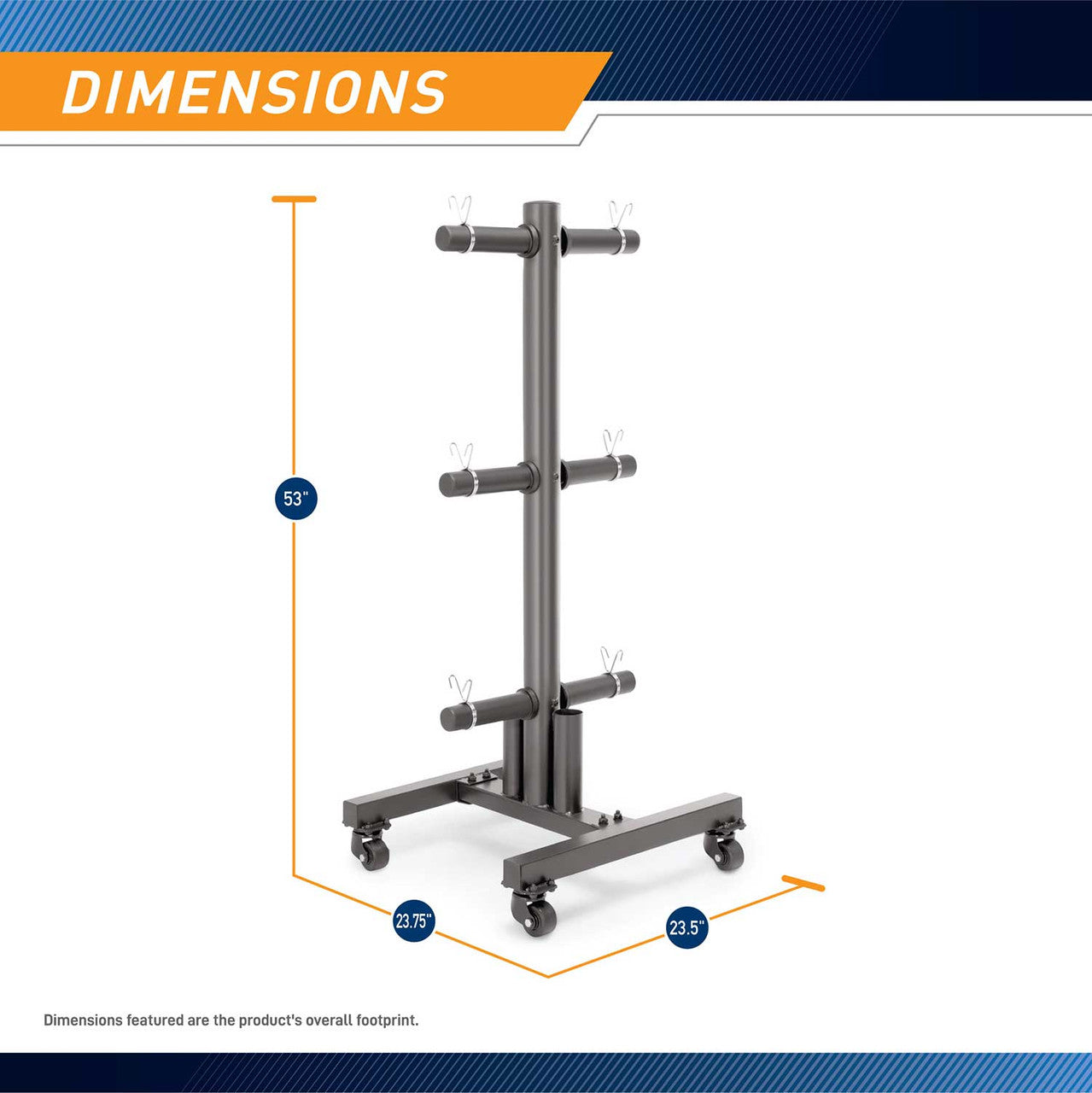 6-Peg Olympic Weight Plate Tree and Vertical Bar Holder w/ Wheels