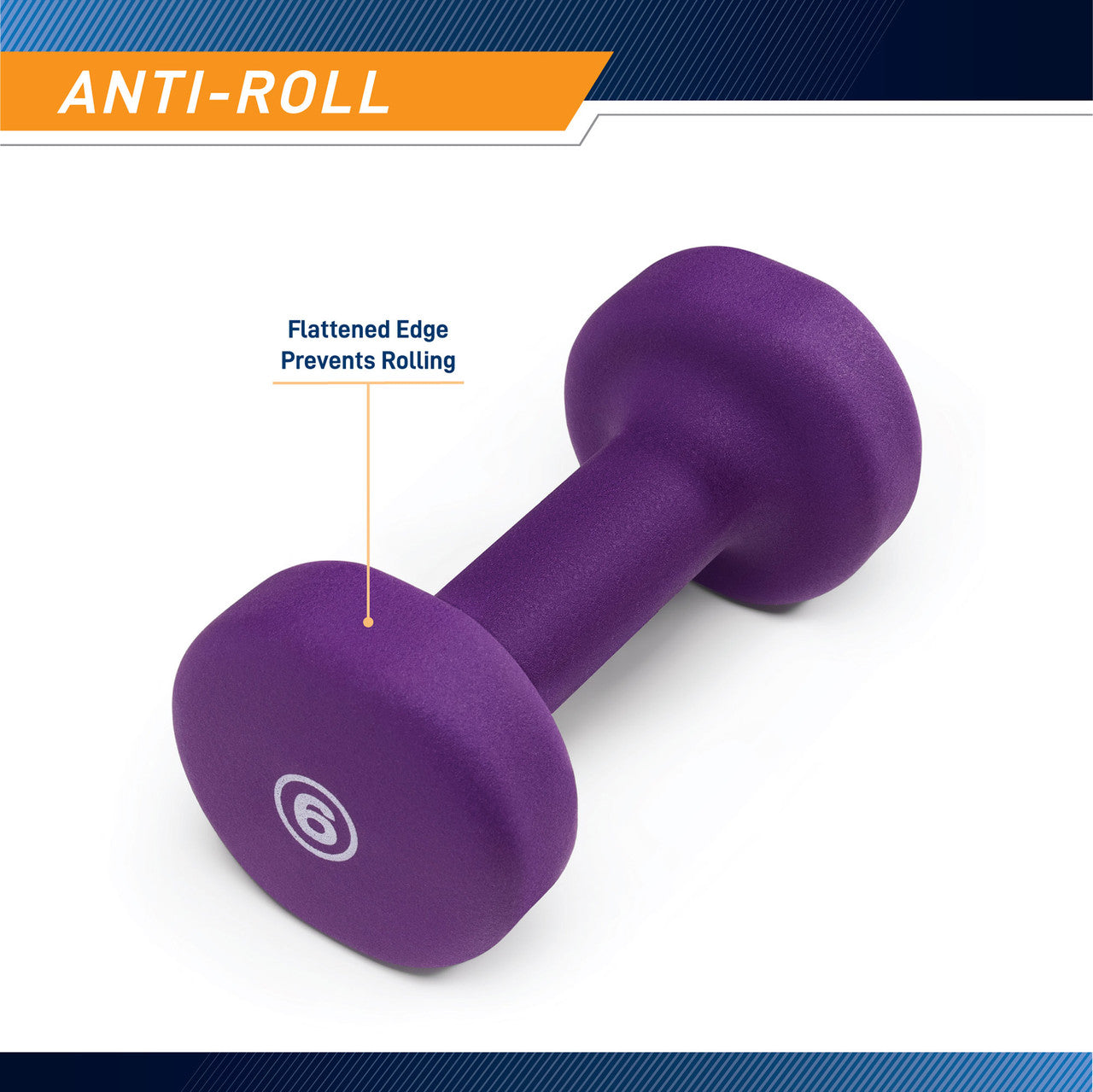 Marcy 6lb Neoprene Dumbbell INE-006 - Infographic - Anti-Roll