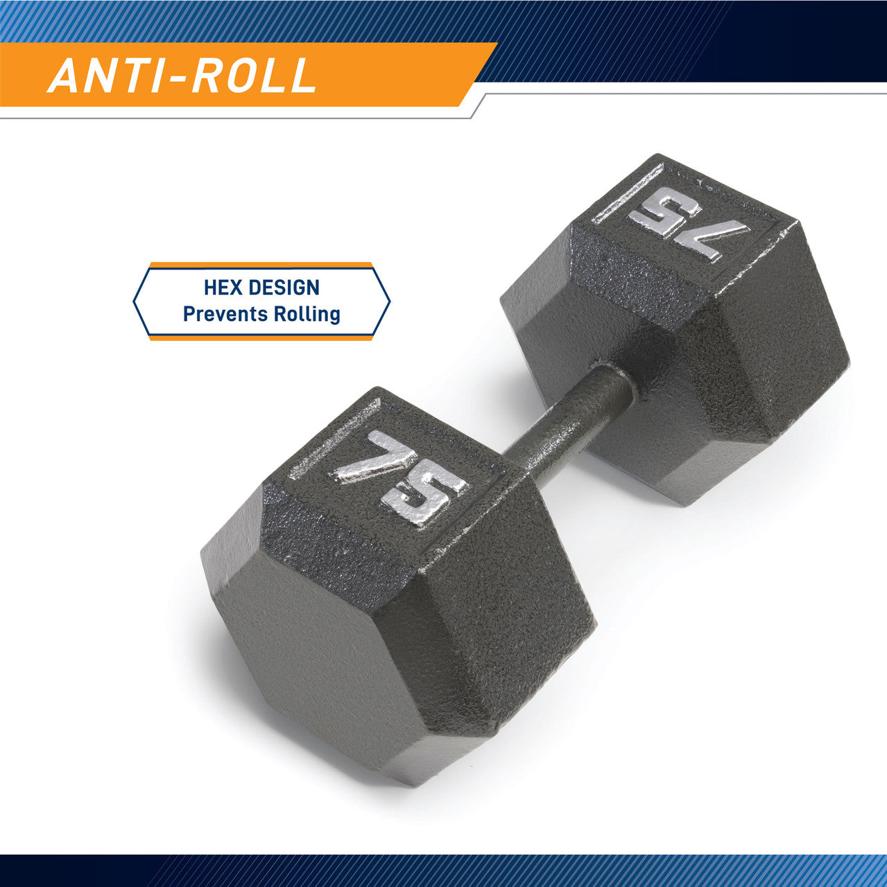 Marcy 75lb Hex Dumbbell  IV-2075 - Infographic -  Dimensions
