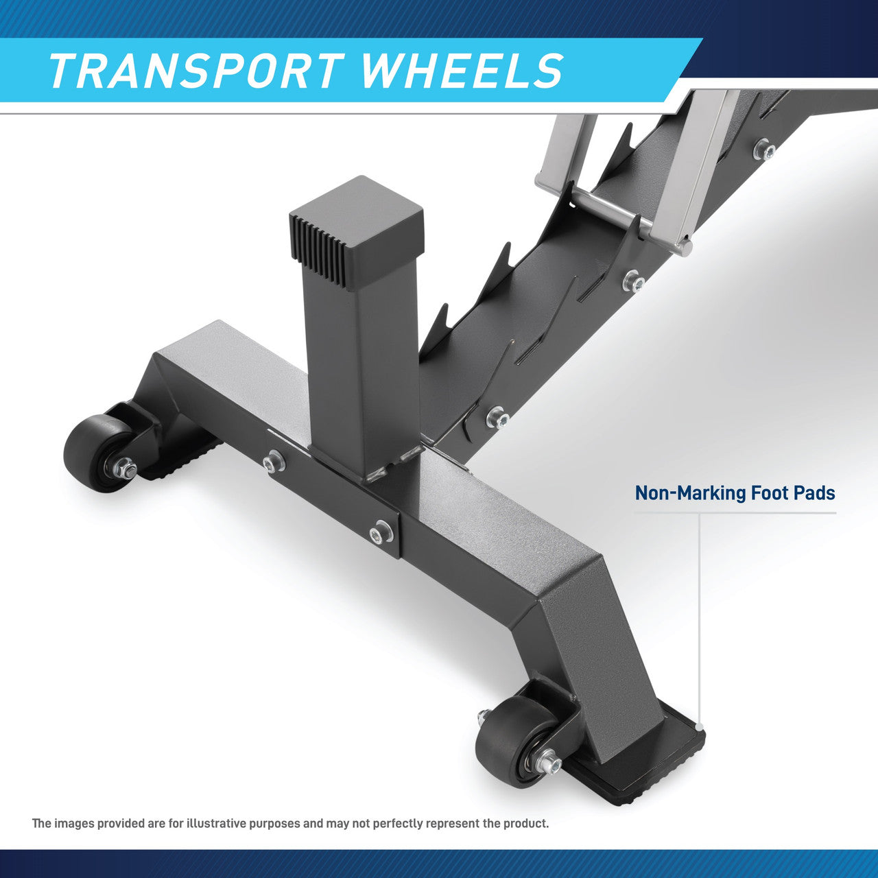 Marcy Deluxe Utility Bench SB-8062 - Infographic - Transport Wheels