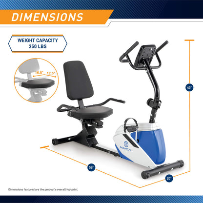 Marcy Magnetic Recumbent Bike  ME-1019R - Infographic - Dimensions