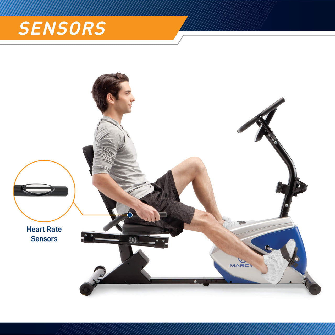 Marcy Magnetic Recumbent Bike  ME-1019R - Infographic - Sensors