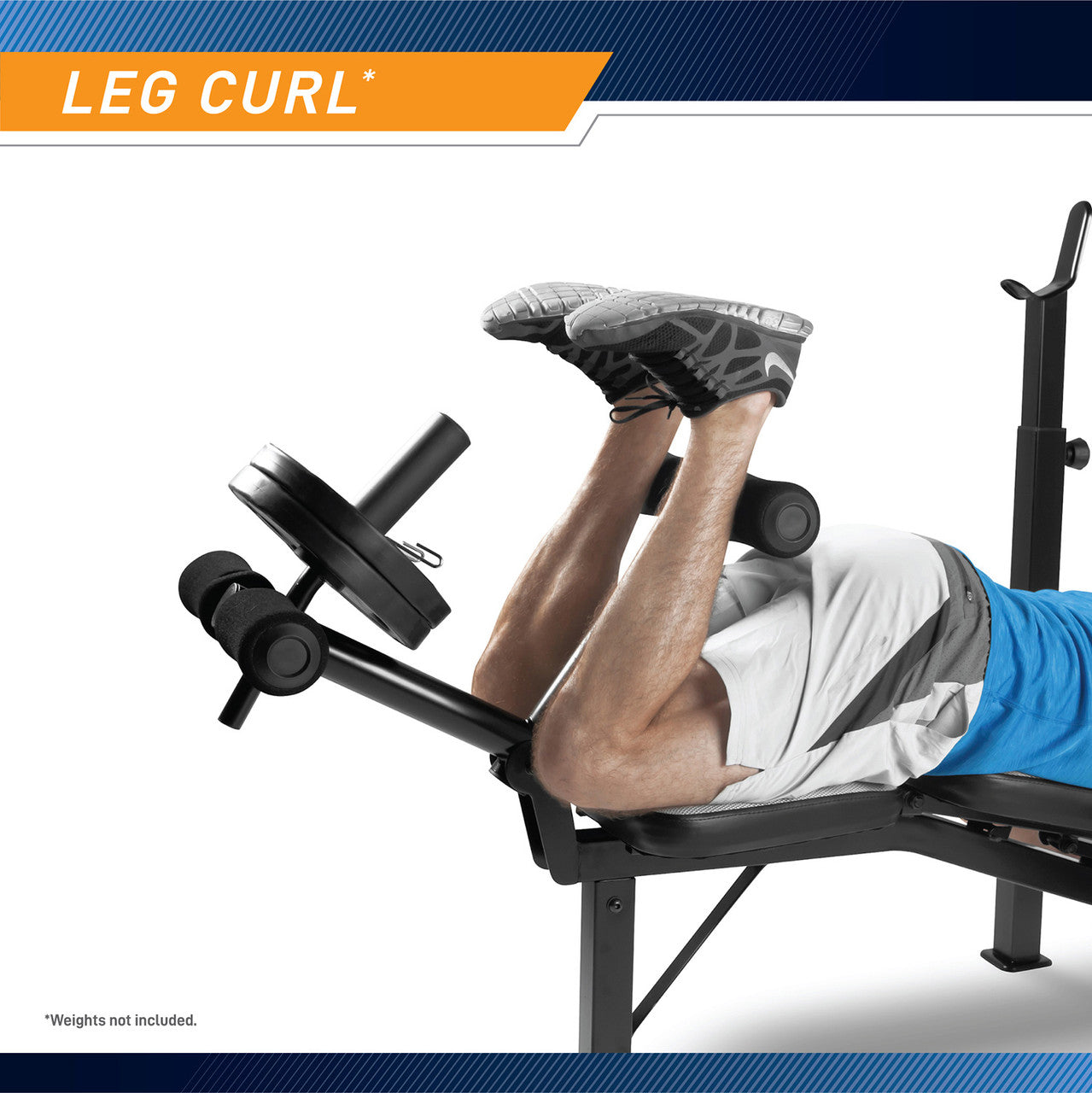 Marcy Olympic Multipurpose Weightlifting Workout Bench - MWB-4491 - leg developer works the glutes and hamstring muscles 