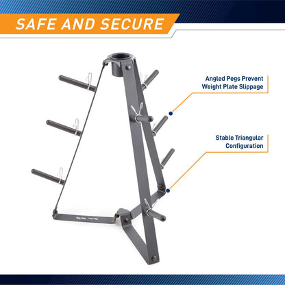 The Marcy PT-36 Standard Weight Plate Tree stable triangular design and angled pegs ensures that your weights are safely secured in place