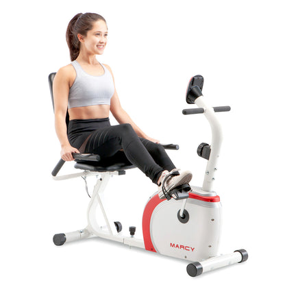 Marcy Recumbent Exercise Bike w Pulse Monitor  NS-908R - Model on Bike