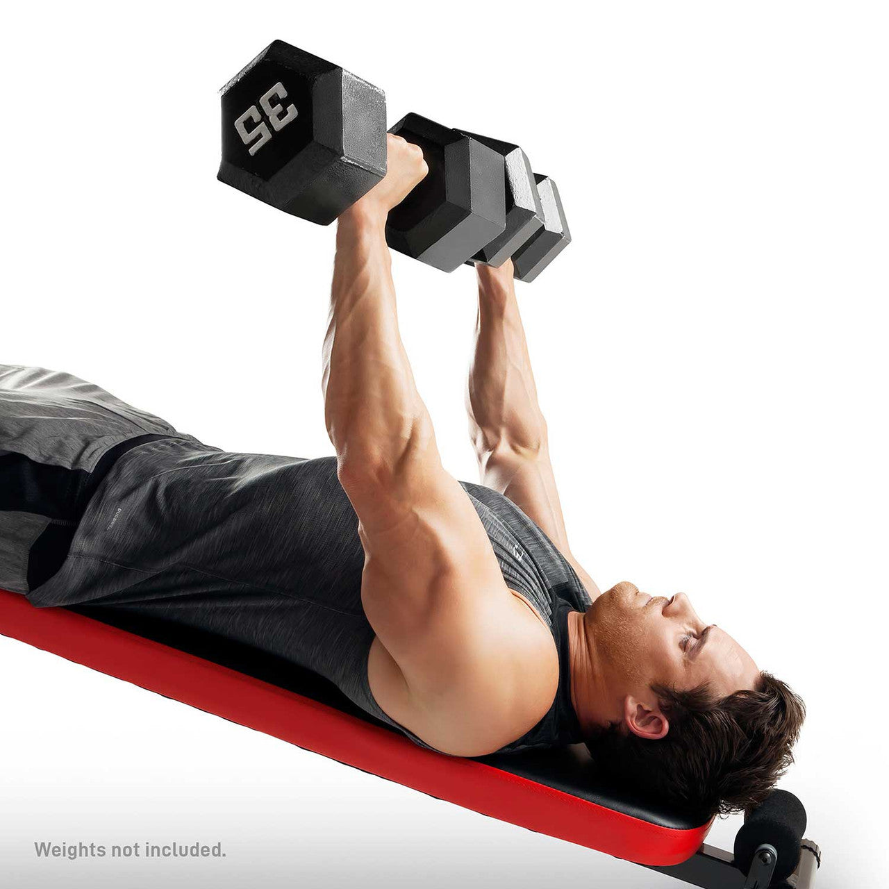 The Marcy SB-4606 Folding Utility Bench w Headrest Slant Board In use  - inclined barbell chest press