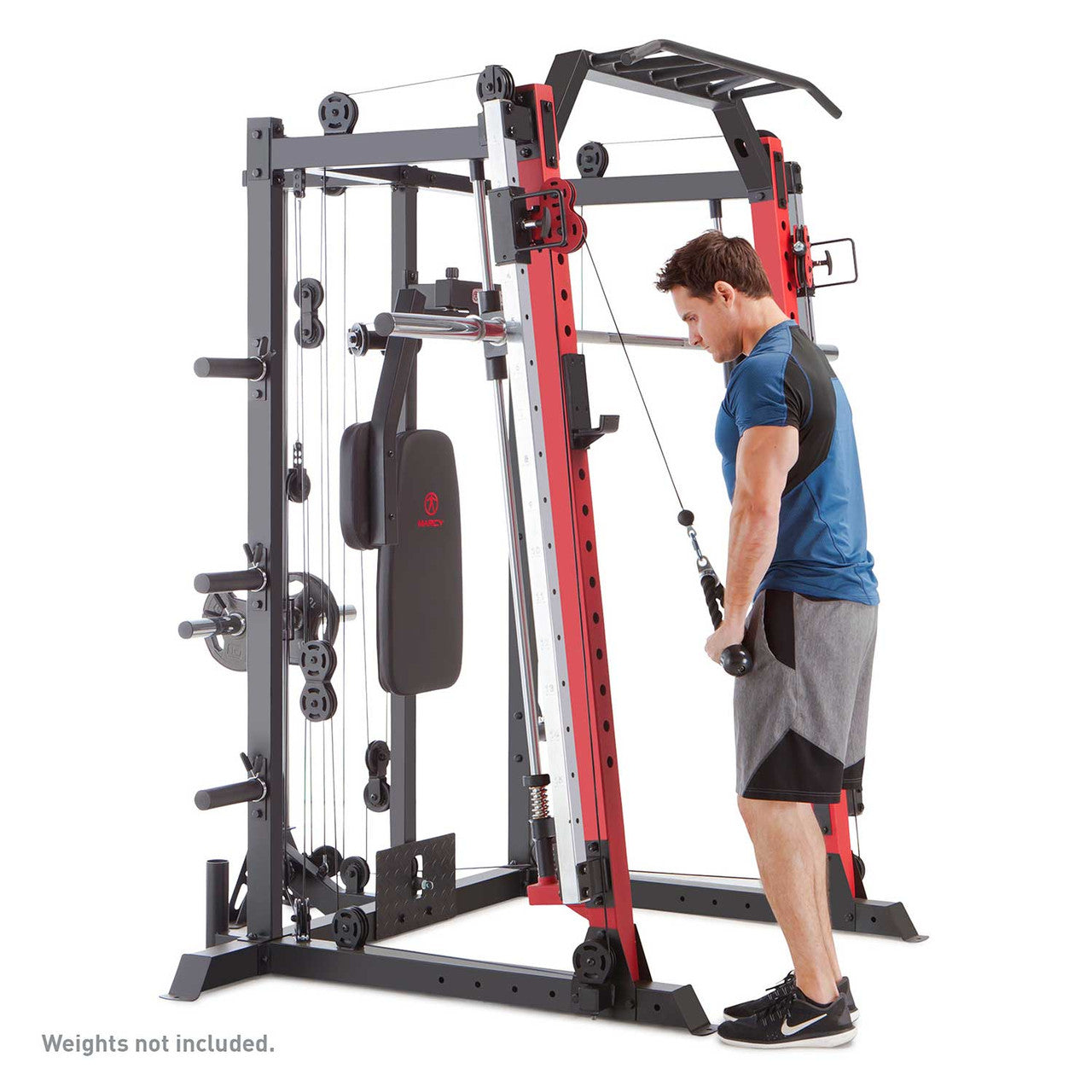 Marcy Smith Machine  Cage System with Pull-Up Bar and Landmine Station  SM-4033 - Adjustable Pulleys Cable Curls