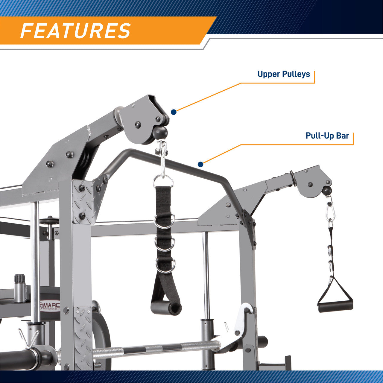 The Marcy Smith Machine SM-4008 - Upper Pulleys and Pull-Up Bar