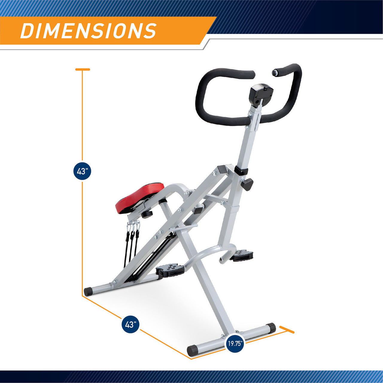 Marcy Squat Rider Machine for Glutes and Quads XJ-6334 Marcy is 43 inches long, 43 inches long, and 19.75 inches wide