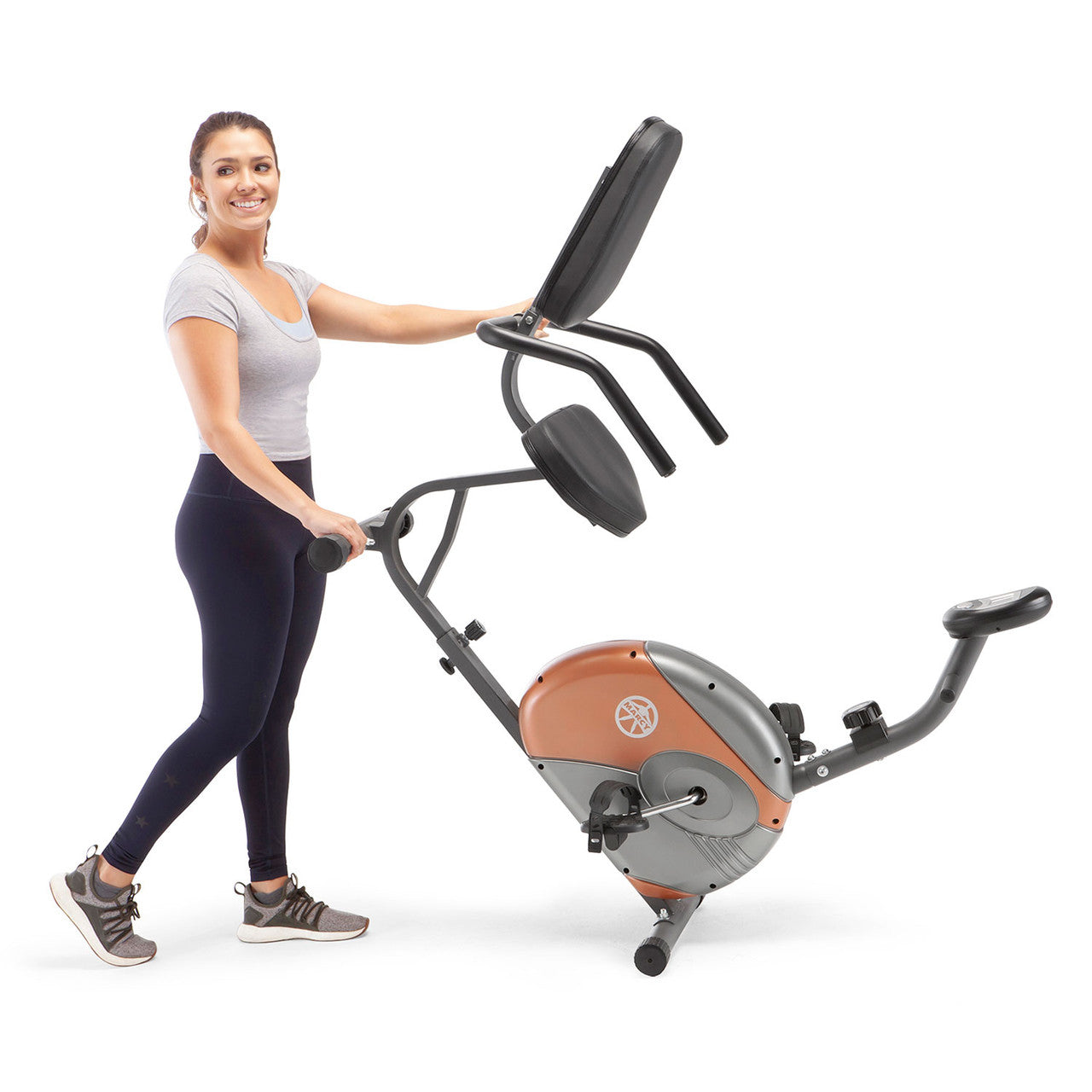 The Recumbent Bike ME-709 has transport wheels to easily transport your bike as needed
