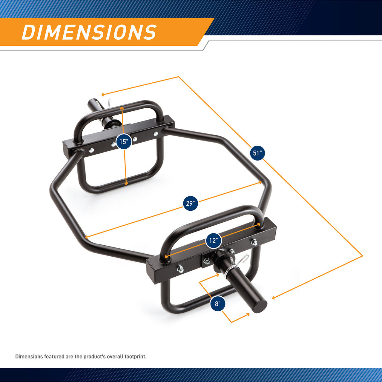 Olympic Hex Trap Bar  Shrug Bar with Raised Handles – Marcy HTB-6976 - Dimensions Infographic