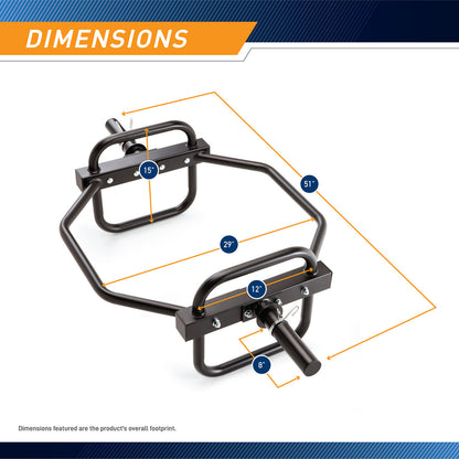 Olympic Hex Trap Bar  Shrug Bar with Raised Handles – Marcy HTB-6976 - Dimensions Infographic