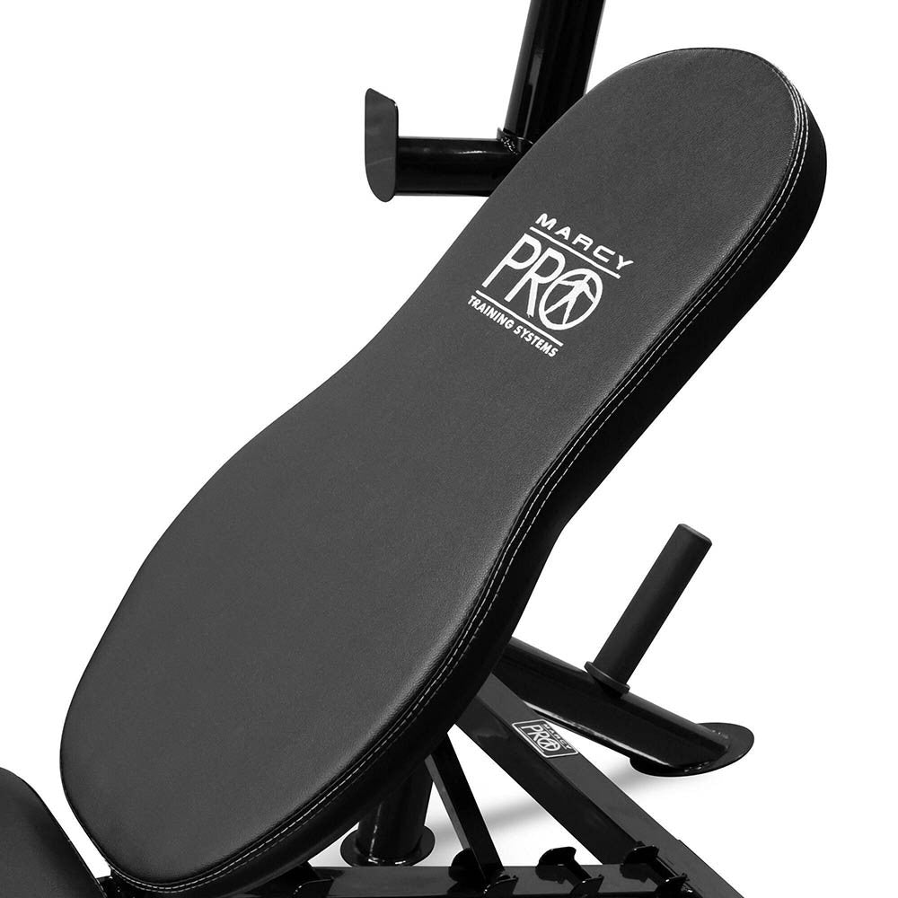 The Marcy Pro Mid Size Bench | PM-767 comes with comfortable padding for extended exercise regimens