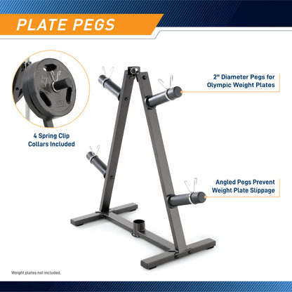 Marcy A-Frame Olympic Weight Plate Tree & Vertical Bar Holder | PT-5740