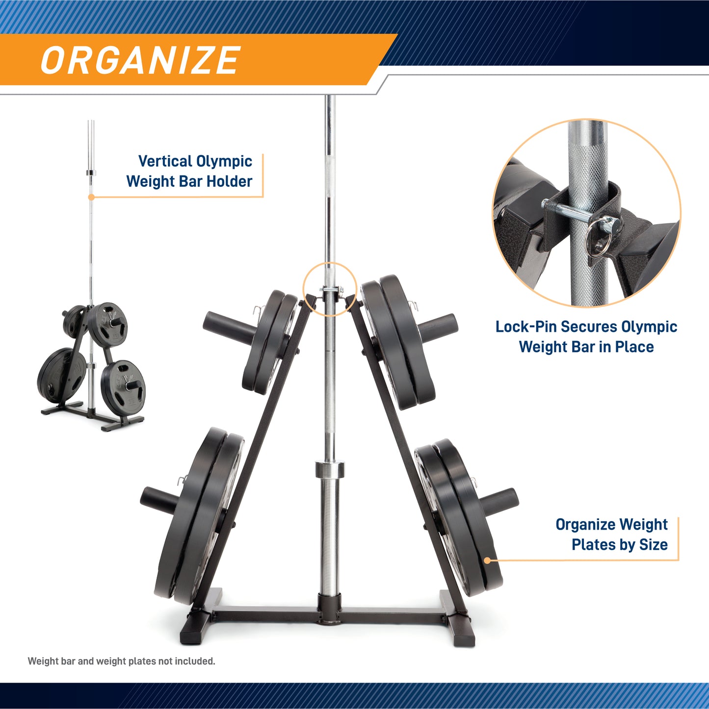 Marcy A-Frame Olympic Weight Plate Tree & Vertical Bar Holder | PT-5740