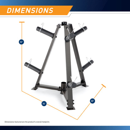 Marcy 6-Peg Olympic Weight Plate Tree and Vertical Bar Holder | PT-5757