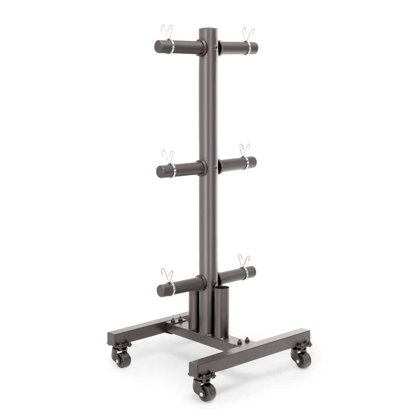 Marcy 6-Peg Olympic Weight Plate Tree and Vertical Bar Holder w/ Wheels | PT-5856