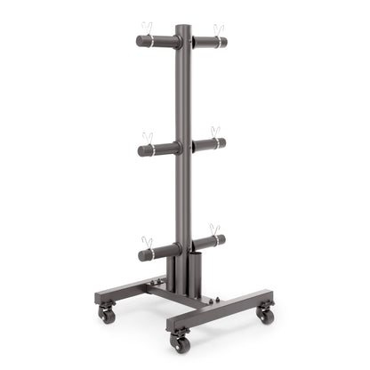 Marcy 6-Peg Olympic Weight Plate Tree and Vertical Bar Holder w/ Wheels | PT-5856