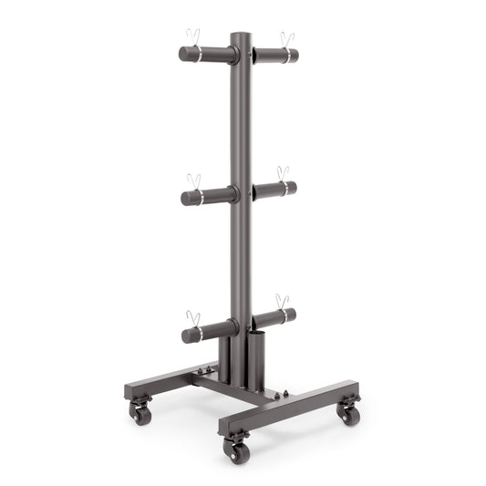 Marcy 6-Peg Olympic Weight Plate Tree and Vertical Bar Holder w/ Wheels | PT-5856