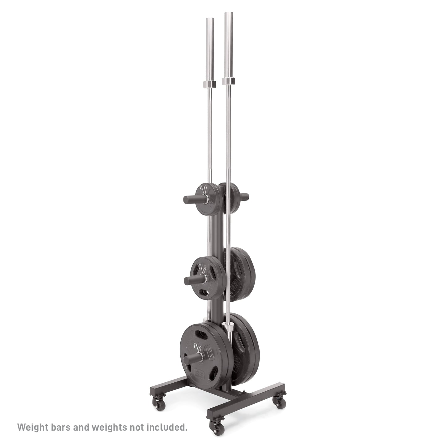 Marcy 6-Peg Olympic Weight Plate Tree and Vertical Bar Holder w/ Wheels | PT-5856