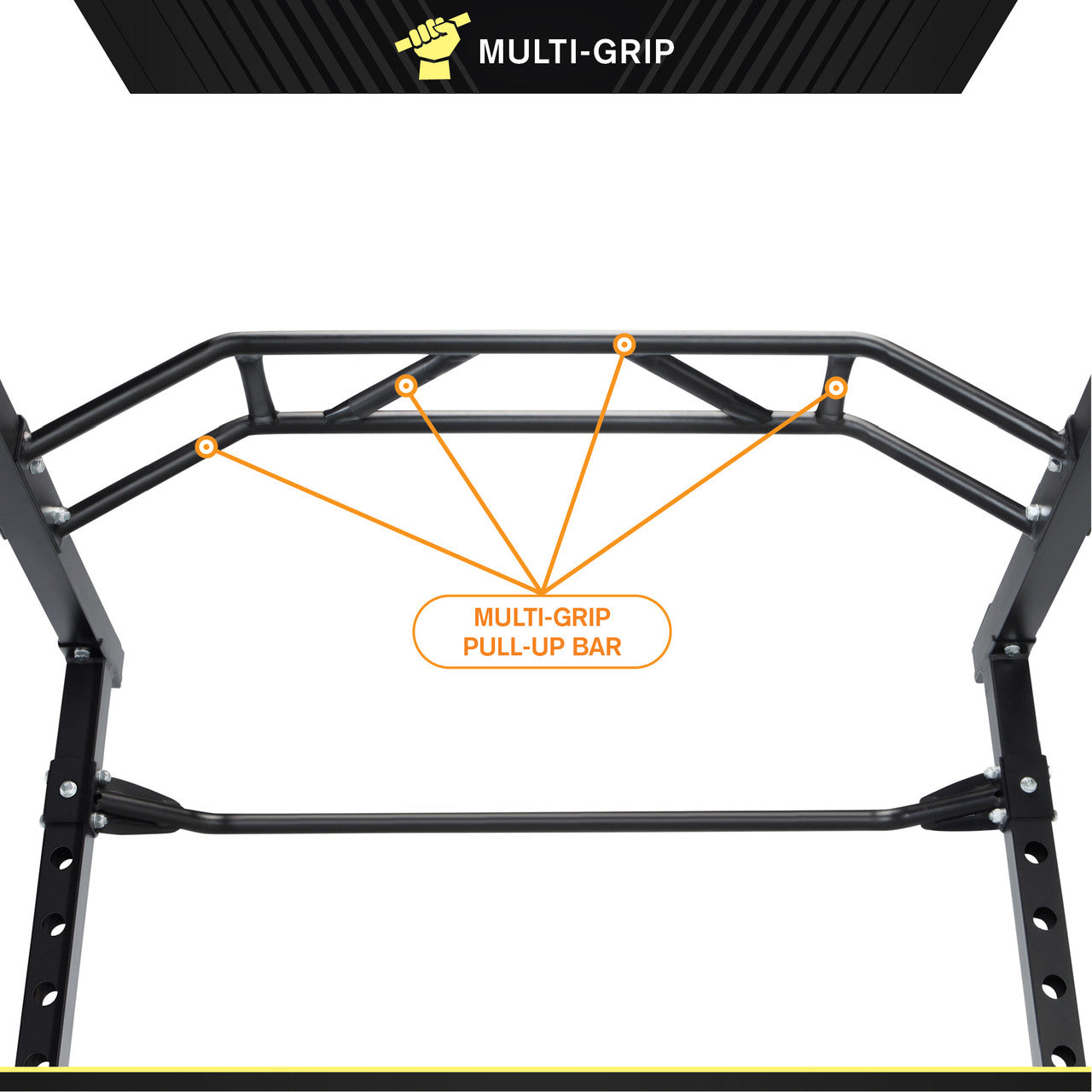 Power Cage with Multi-Position Grip Bar  Circuit Fitness AMZ-600CG - Multi-Grip Pull Up Bar