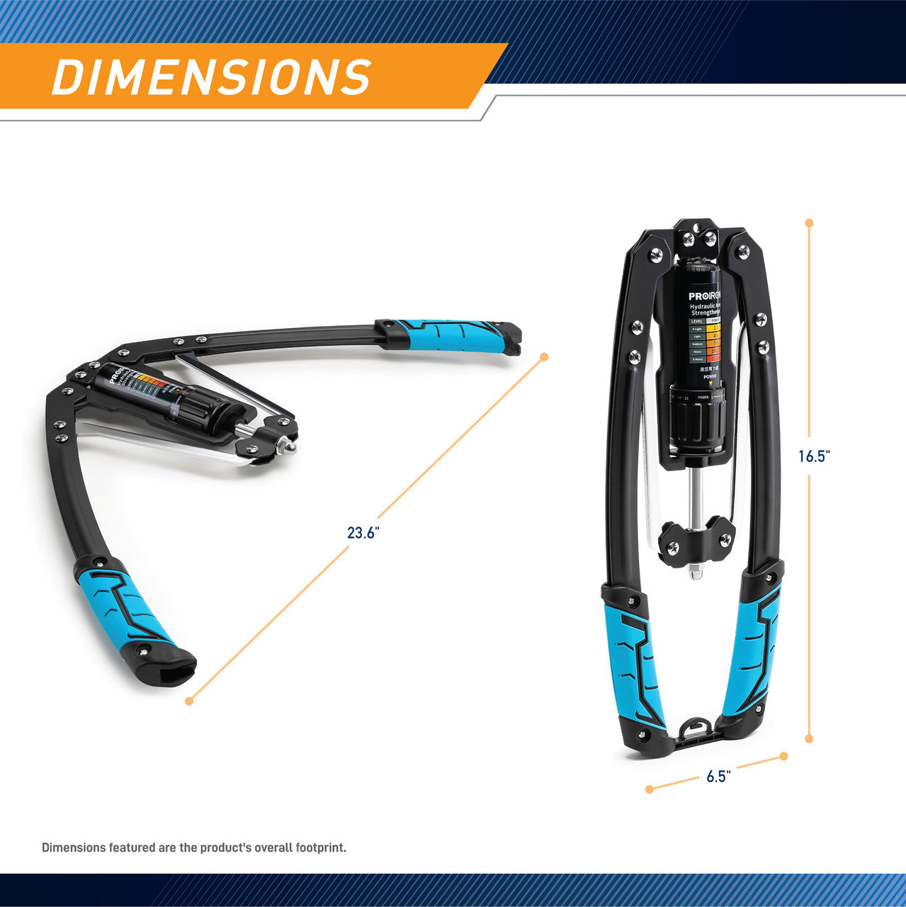 Power Twister with Adjustable Hydraulic Resistance 10kg - 201kg (20lbs to 400lbs) of resistance  ProIron PRO-BLQ02-1 - Infographic - Dimensions