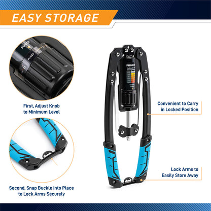Power Twister with Adjustable Hydraulic Resistance 10kg - 201kg (20lbs to 400lbs) of resistance  ProIron PRO-BLQ02-1 - Infographic - Easy Storage