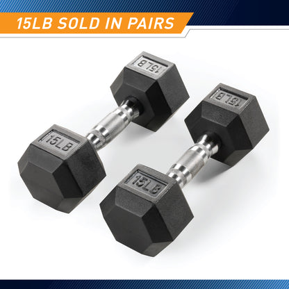 15lb Rubber Hex Pair of Dumbbells RHDB-015 | Marcy - RETIRED