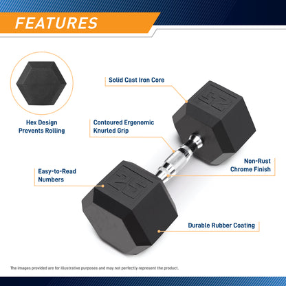 25lb Rubber Hex Dumbbell RHDB-025 | Marcy - RETIRED