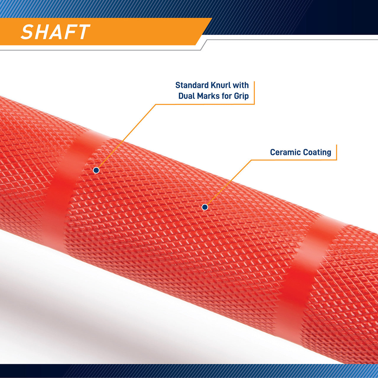 45lb Olympic Barbell SteelBody - STB-1500RB - Red Black - knurling