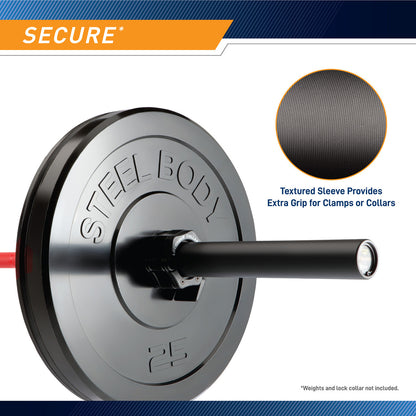 45lb Olympic Barbell SteelBody - STB-1500RB - Red Black - Textured Sleeve for Better Grip